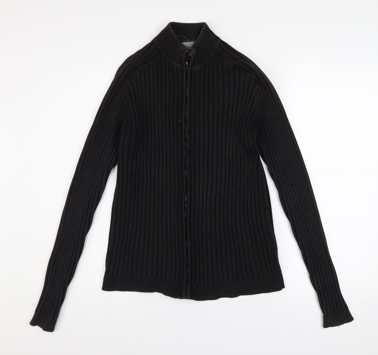Ciro Citterio Men's Black Cotton Ribbed Zip Jacket Size S