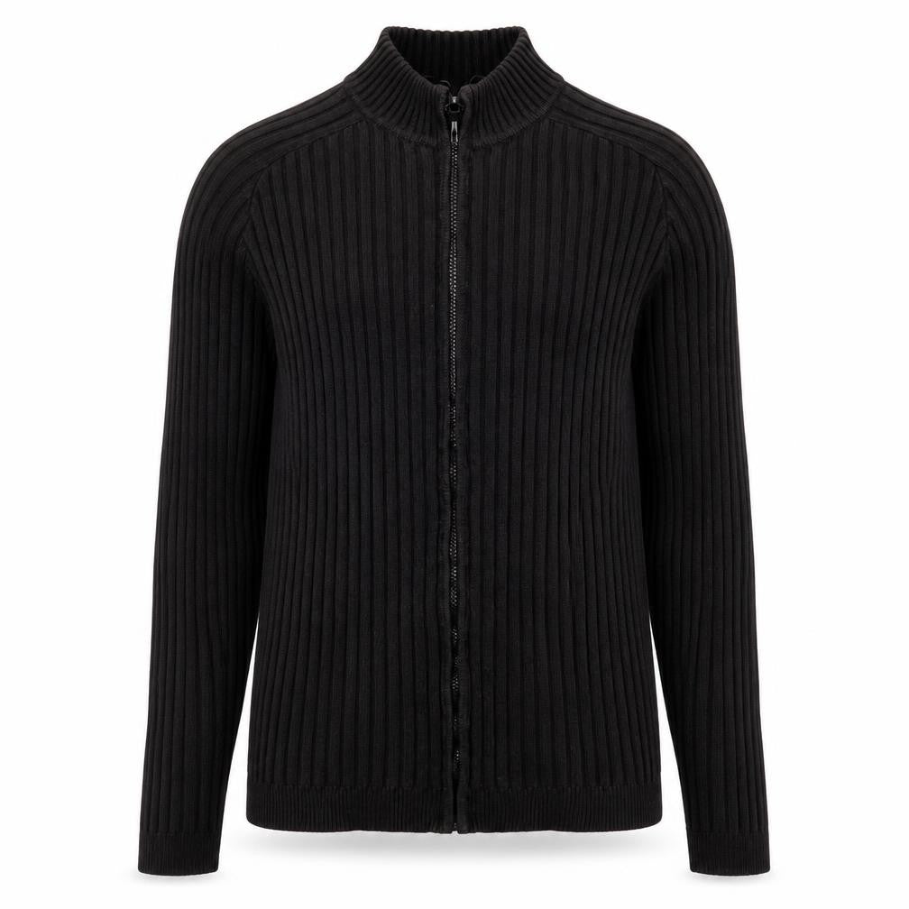 Ciro Citterio Men's Black Cotton Ribbed Zip Jacket Size S