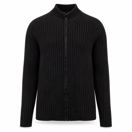 Ciro Citterio Men's Black Cotton Ribbed Zip Jacket Size S
