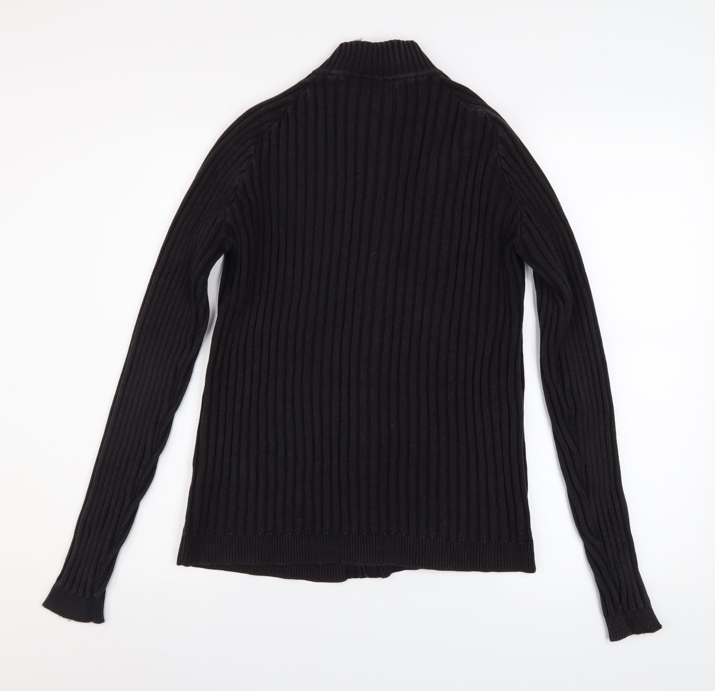 Ciro Citterio Men's Black Cotton Ribbed Zip Jacket Size S