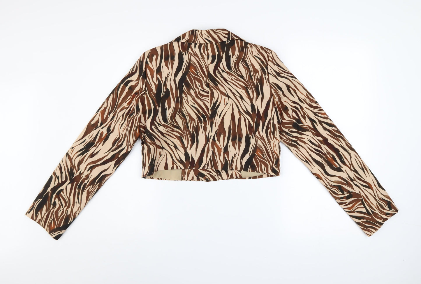 I Saw It First Women's Brown Animal Print Cropped Blazer Size 8