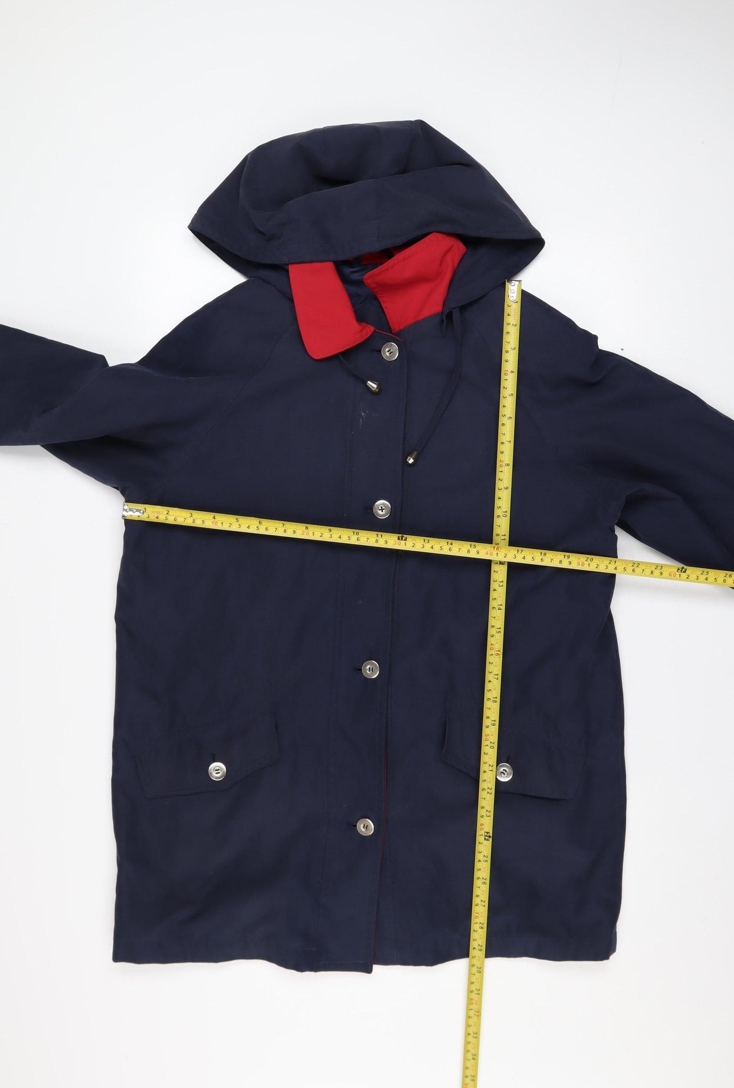 Mackays Women's Blue Hooded Mid-Length Rain Coat Size S