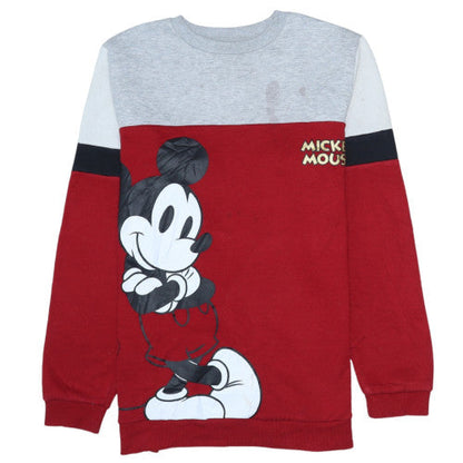Front view of Disney boys’ red mickey mouse pullover sweatshirt 12-13 years