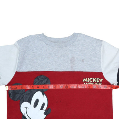 Close-up detail of Disney boys’ red mickey mouse pullover sweatshirt 12-13 years