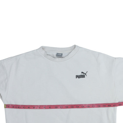 Puma Men’s White Crew Neck Pullover Sweatshirt Size S Regular Fit