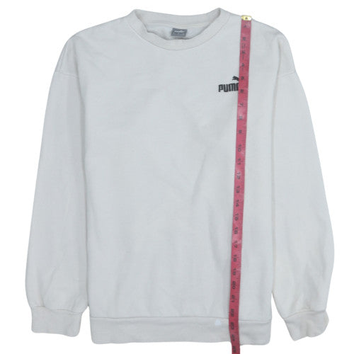 Puma Men’s White Crew Neck Pullover Sweatshirt Size S Regular Fit