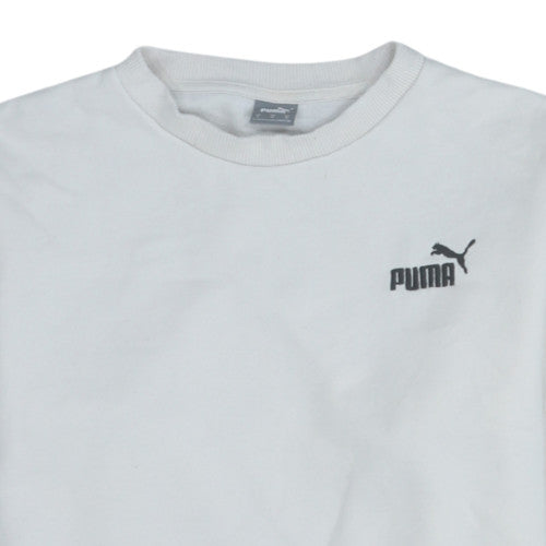 Puma Men’s White Crew Neck Pullover Sweatshirt Size S Regular Fit