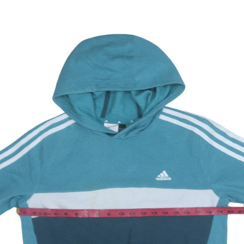 Adidas Boys Blue Hooded Pullover Hoodie 164 Long Sleeve Sweatshirt
