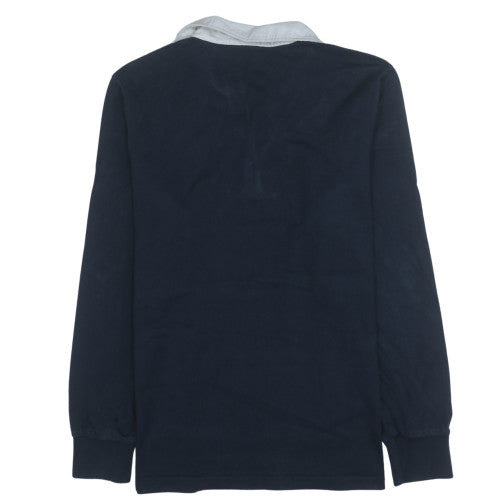 John Lewis Men's Blue Collared Henley Sweatshirt XL Long Sleeve