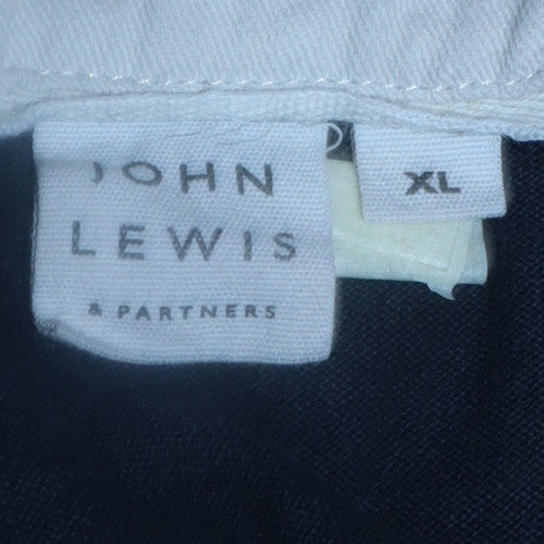 John Lewis Men's Blue Collared Henley Sweatshirt XL Long Sleeve