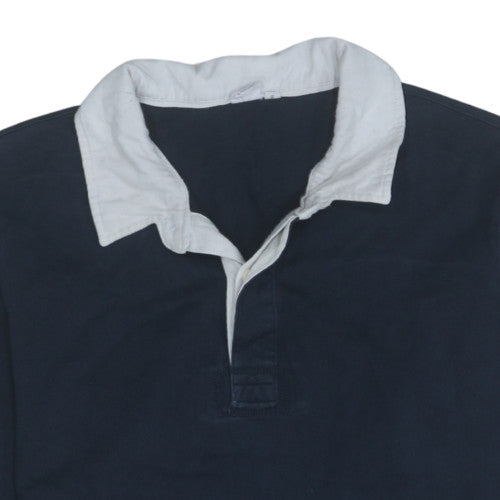 John Lewis Men's Blue Collared Henley Sweatshirt XL Long Sleeve
