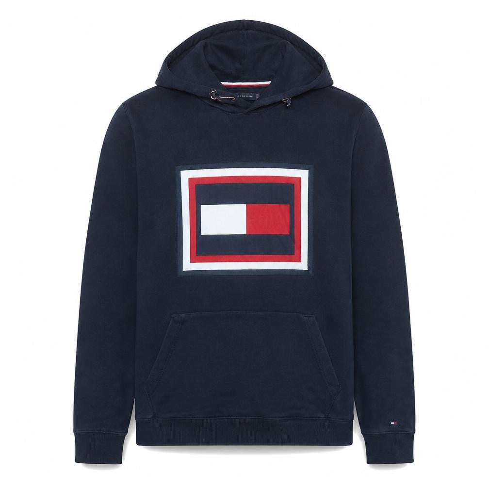 Tommy Hilfiger Men's Blue Pullover Hoodie M Classic Logo Cotton Sweatshirt