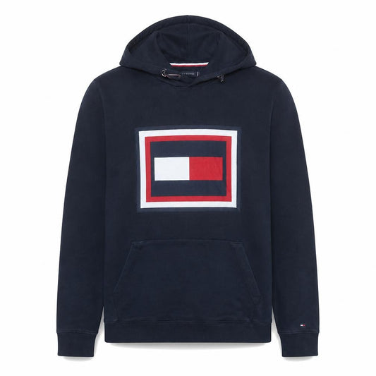 Tommy Hilfiger Men's Blue Pullover Hoodie M Classic Logo Cotton Sweatshirt