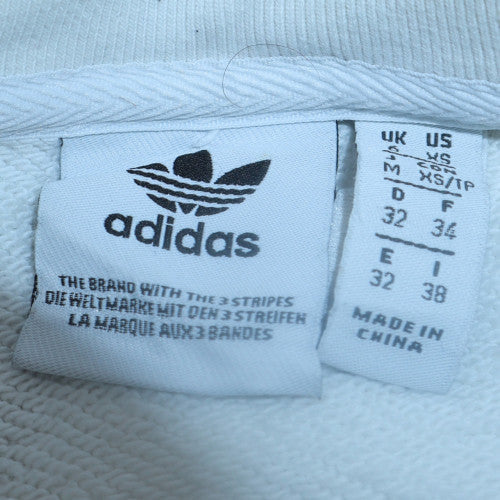 Adidas Women White Crew Neck Pullover Sweatshirt Size S Logo Print