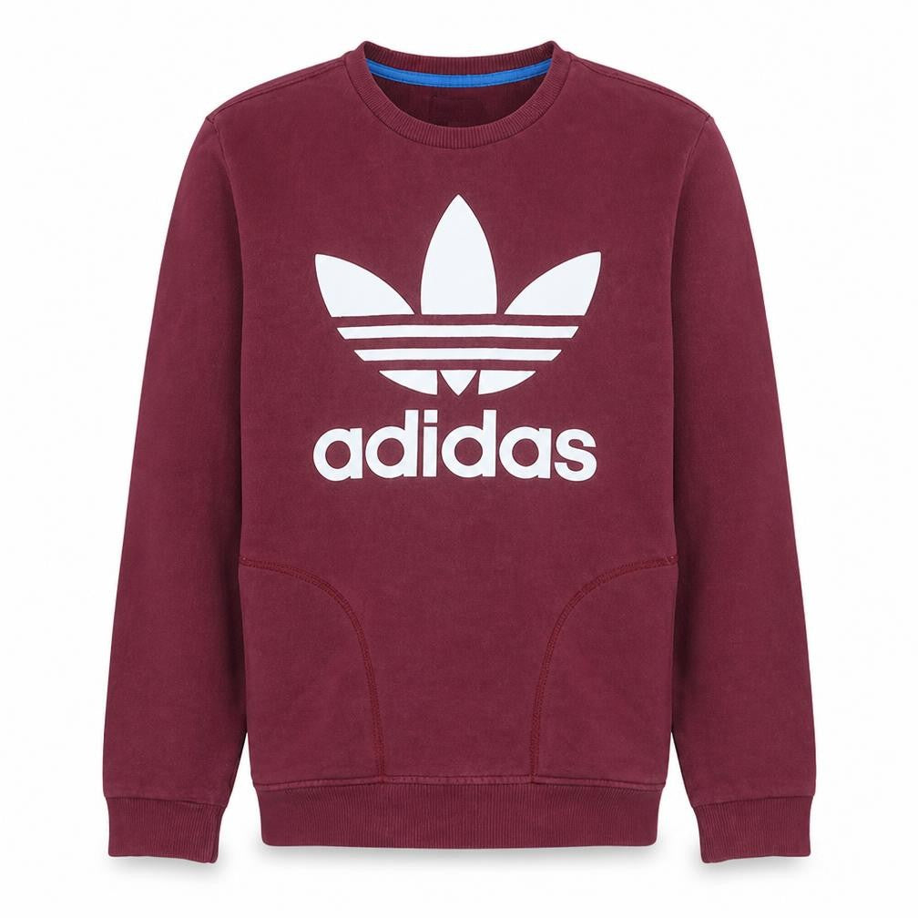 Adidas Men Red Crew Neck Pullover Sweatshirt S Regular Fit
