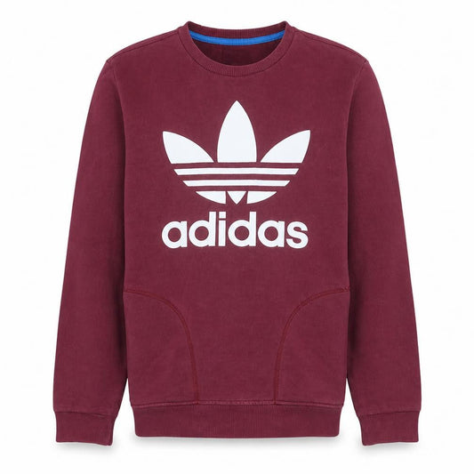 Adidas Men Red Crew Neck Pullover Sweatshirt S Regular Fit