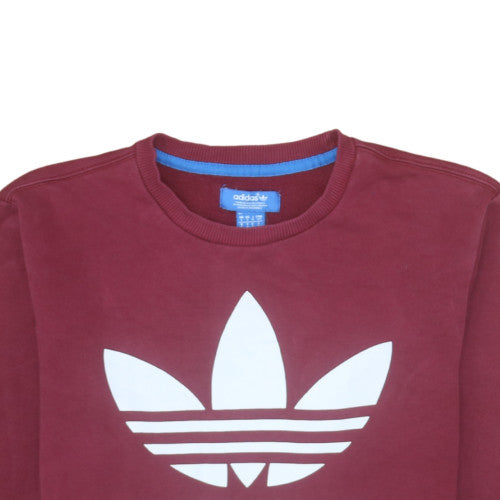 Adidas Men Red Crew Neck Pullover Sweatshirt S Regular Fit