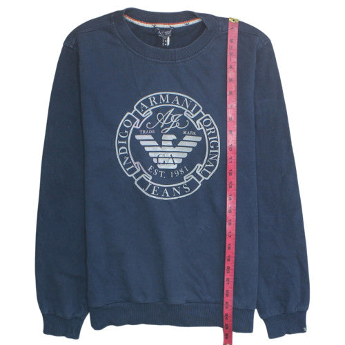 Armani Jeans Men's Blue Crew Neck Logo Sweatshirt Size M