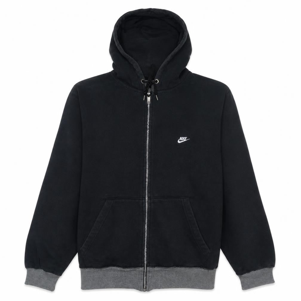 Nike Men's Black Full Zip Hoodie L Fleece Logo Sweatshirt
