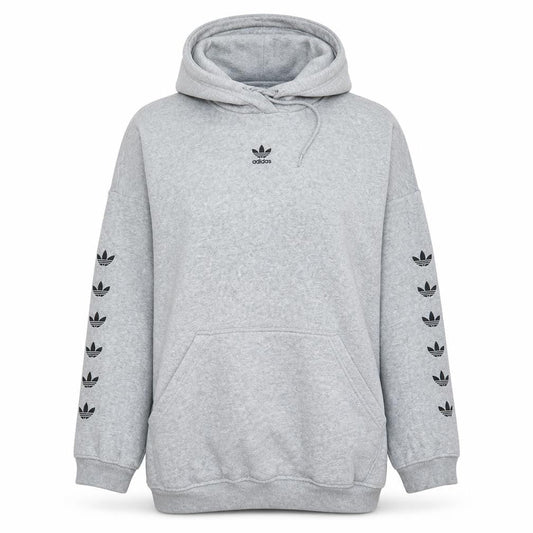 Adidas Women Grey Pullover Hoodie UK 16 Relaxed Fit Lined Logo Sweatshirt