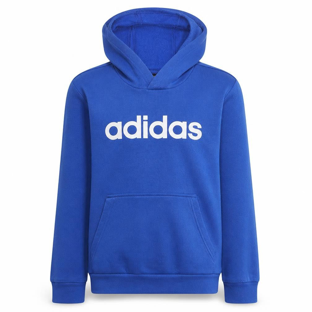 Adidas Boys Blue Pullover Hoodie Size 152 Fleece Logo Hooded Sweatshirt