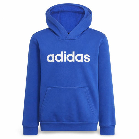 Adidas Boys Blue Pullover Hoodie Size 152 Fleece Logo Hooded Sweatshirt