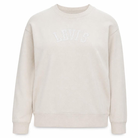 Levi's Women's Beige Logo Pullover Sweatshirt Size L Cotton Casual