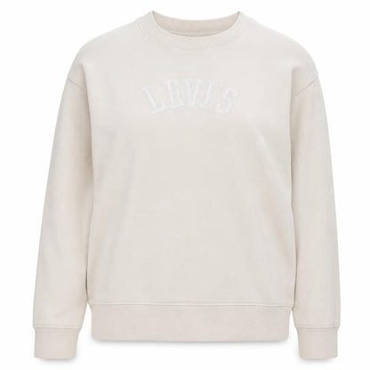 Levi's Women's Beige Logo Pullover Sweatshirt Size L Cotton Casual