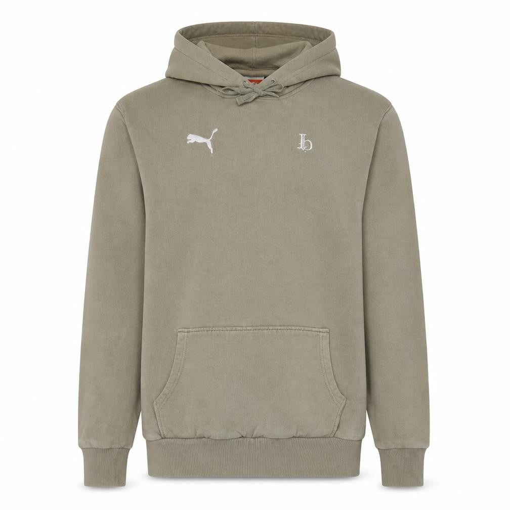 Puma Men's Beige Pullover Hoodie M Cotton Logo Sweatshirt