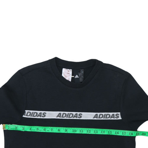 Adidas Boys Black Crew Neck Logo Pullover Sweatshirt 11-12 Years