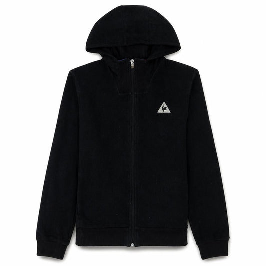 Front view of Le Coq Sportif Men's Black M Full Zip Hoodie Sweatshirt