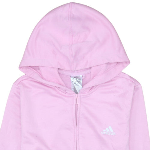 Adidas Womens Pink Full Zip Hoodie Size 12-14 Cotton Blend