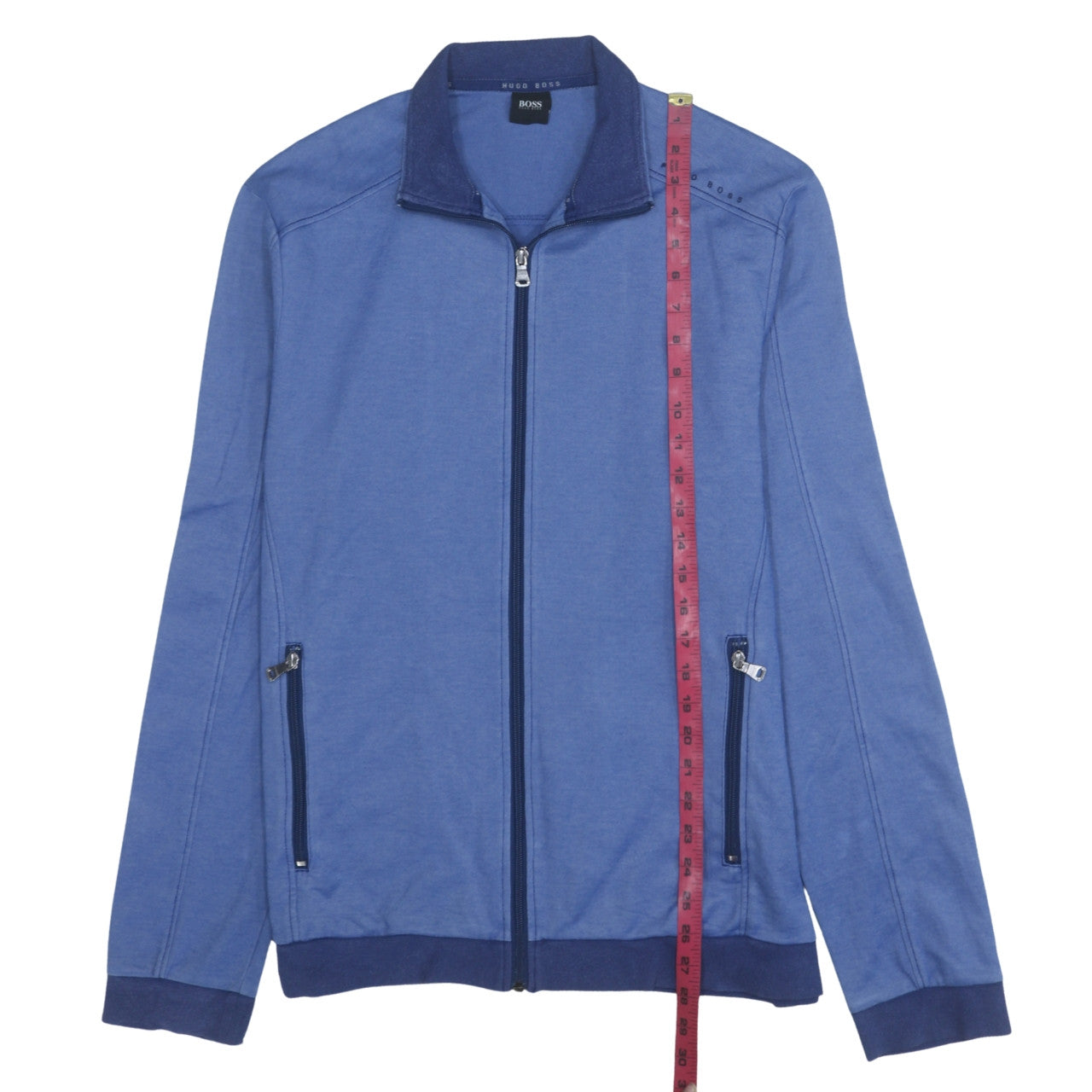 Hugo Boss Men's Blue Track Jacket L Cotton Blend Full Zip