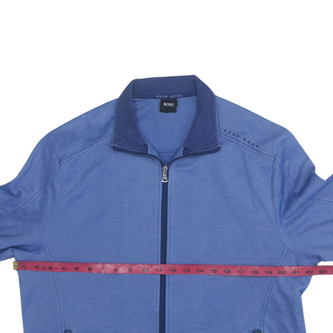 Hugo Boss Men's Blue Track Jacket L Cotton Blend Full Zip