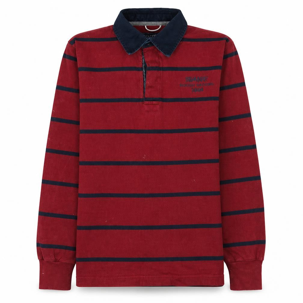 GANT Men's Red Striped Collared Rugby Sweatshirt Size M