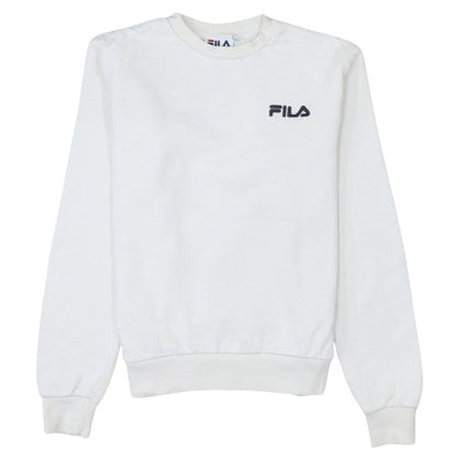 Additional front view of Fila Women's White Pullover Sweatshirt XXS Cotton Blend Logo Crew Neck