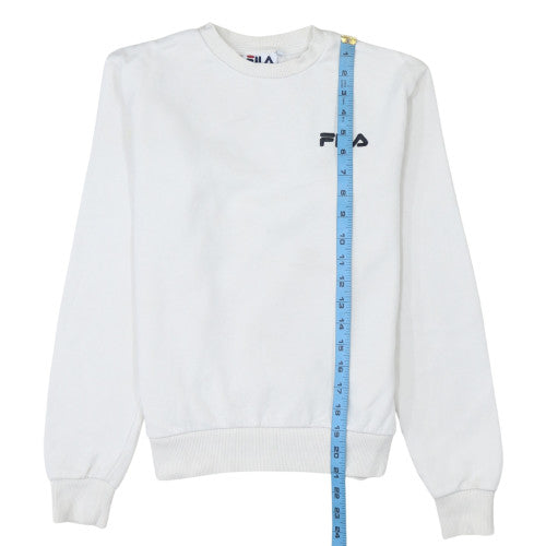 Fila Women's White Pullover Sweatshirt XXS Cotton Blend Logo Crew Neck