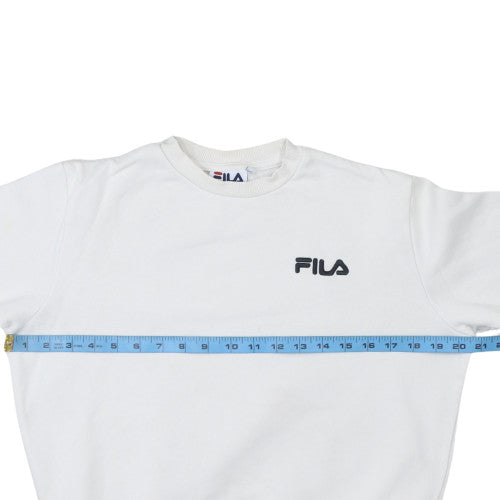 Fila Women's White Pullover Sweatshirt XXS Cotton Blend Logo Crew Neck