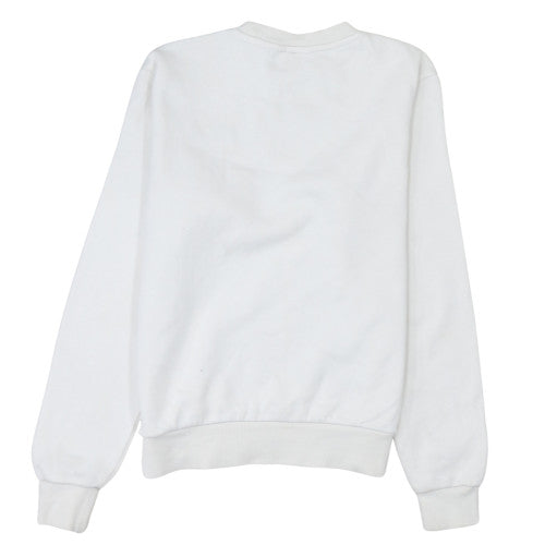Fila Women's White Pullover Sweatshirt XXS Cotton Blend Logo Crew Neck