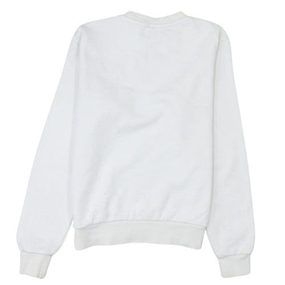 Brand and care label for Fila Women's White Pullover Sweatshirt XXS Cotton Blend Logo Crew Neck