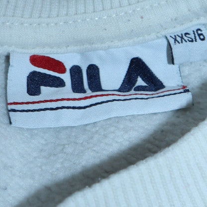 Additional view of Fila Women's White Pullover Sweatshirt XXS Cotton Blend Logo Crew Neck