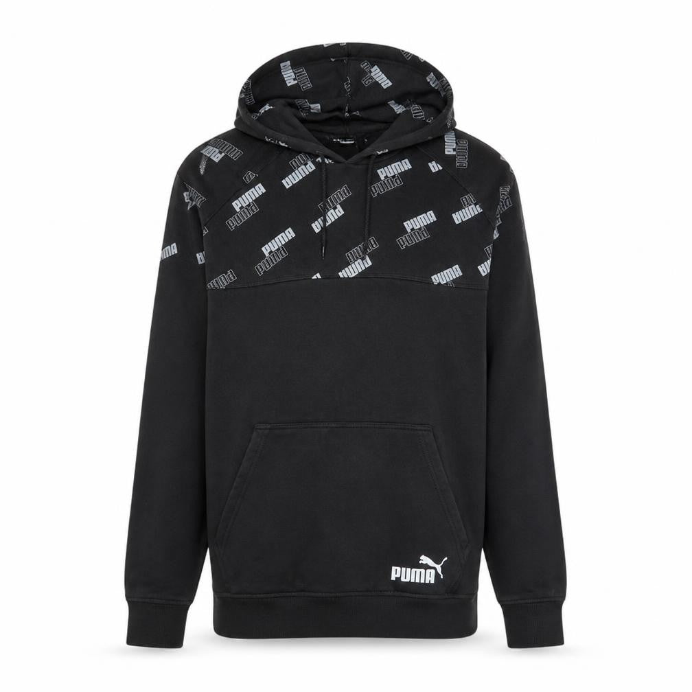 Puma Men's Black Pullover Hoodie Small Logo Graphic Fleece