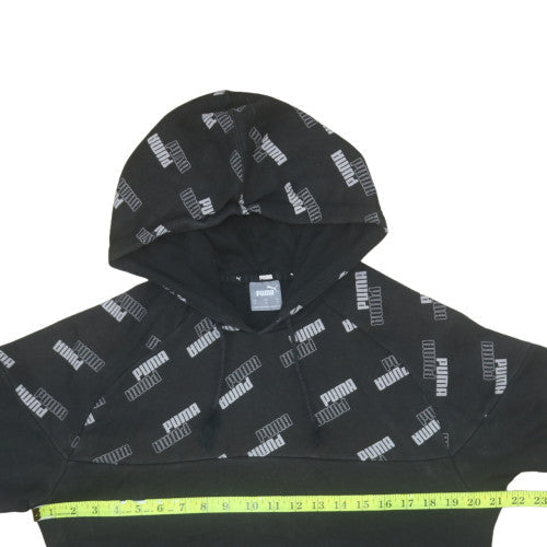 Puma Men's Black Pullover Hoodie Small Logo Graphic Fleece