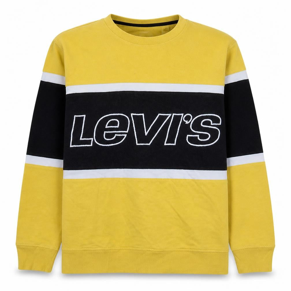 Levi's Mens Yellow Crew Neck Logo Pullover Sweatshirt L