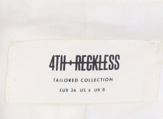 4th & Reckless Women's Ivory Short Sleeve Linen Blend Blazer UK 8