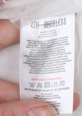 4th & Reckless Women's Ivory Short Sleeve Linen Blend Blazer UK 8