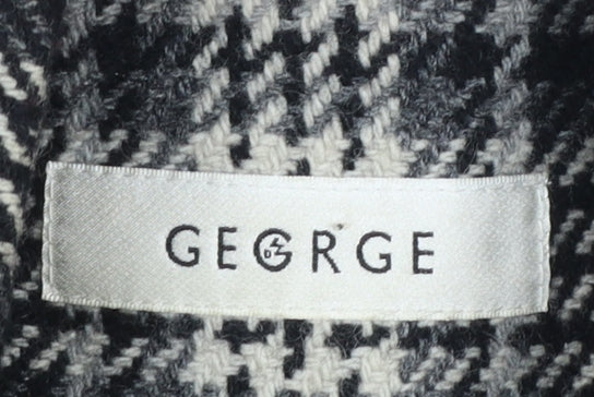 George Women's Black Check Wool Blend Pea Coat Size 10 Classic Style