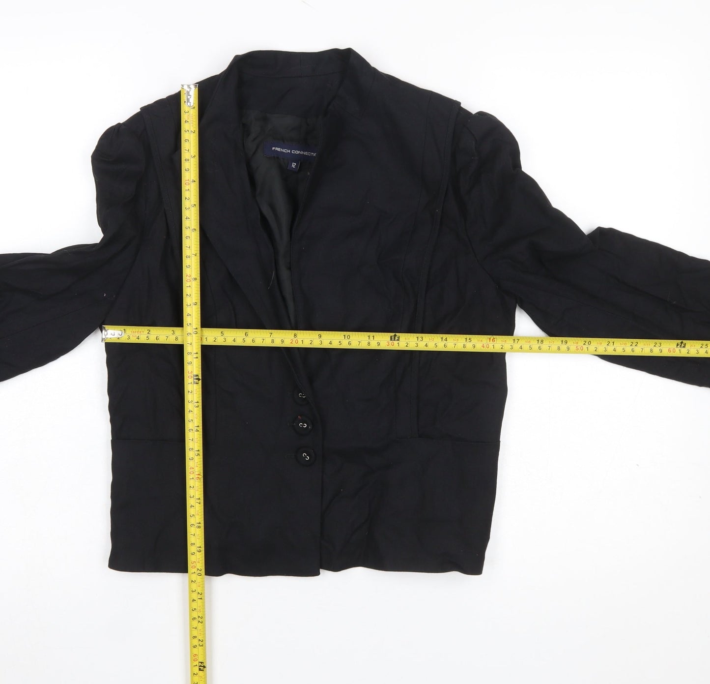 French Connection Women's Black Cropped Blazer Size 12 Tailored