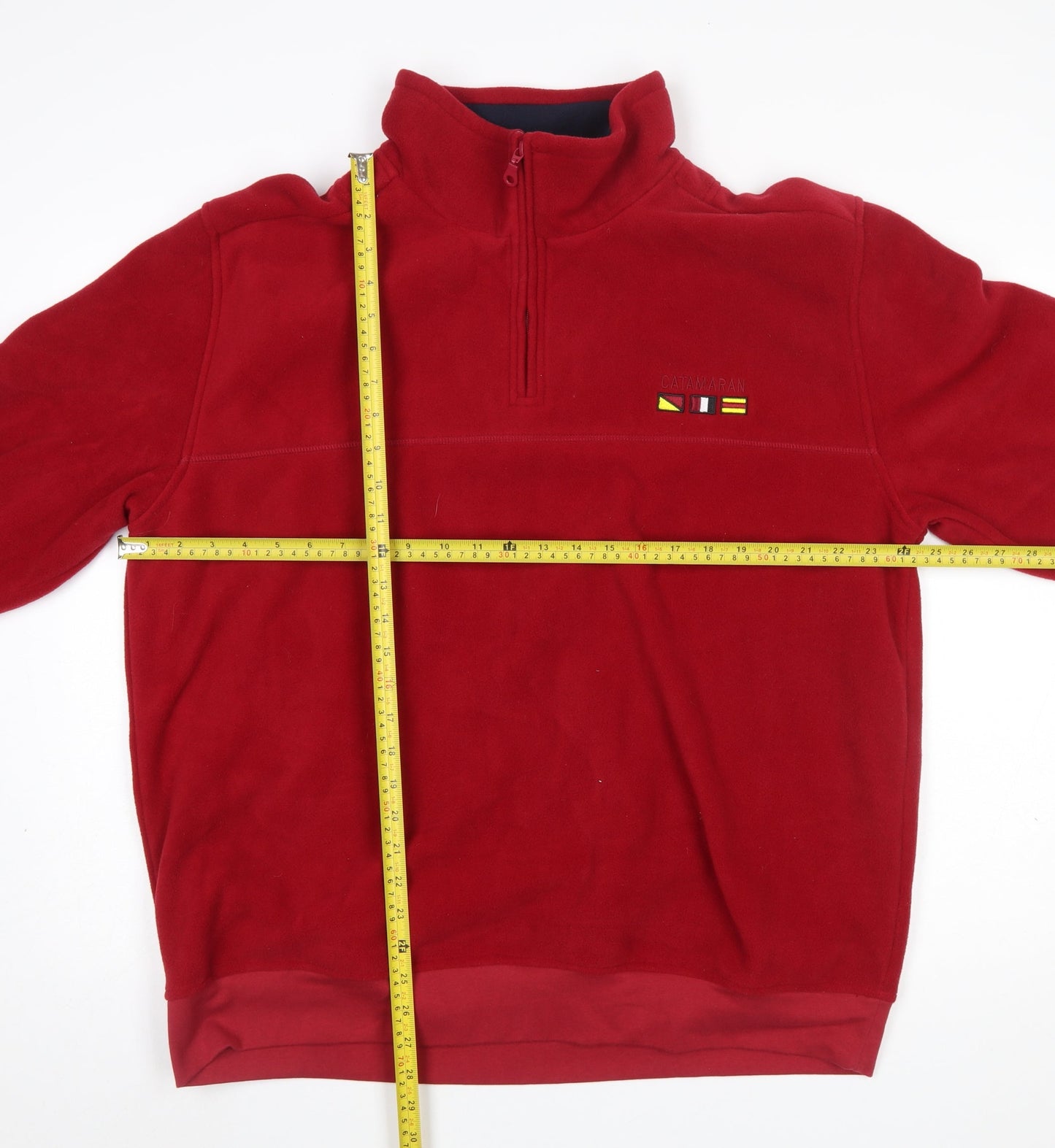 Catamaran Men's Red Fleece 1/4 Zip Pullover Sweatshirt L