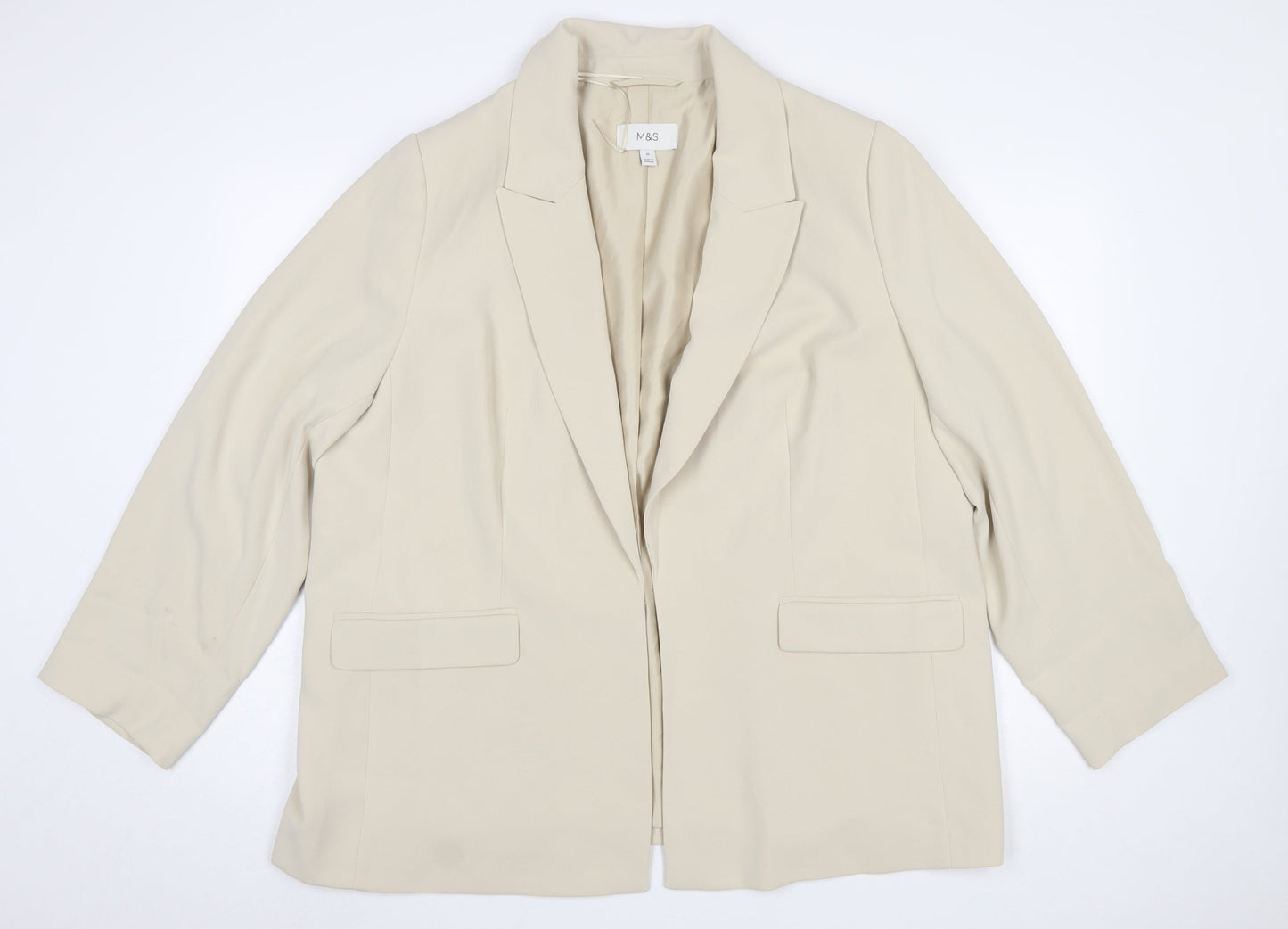 Marks and Spencer Womens Beige Size 20 Regular Fit Blazer Jacket